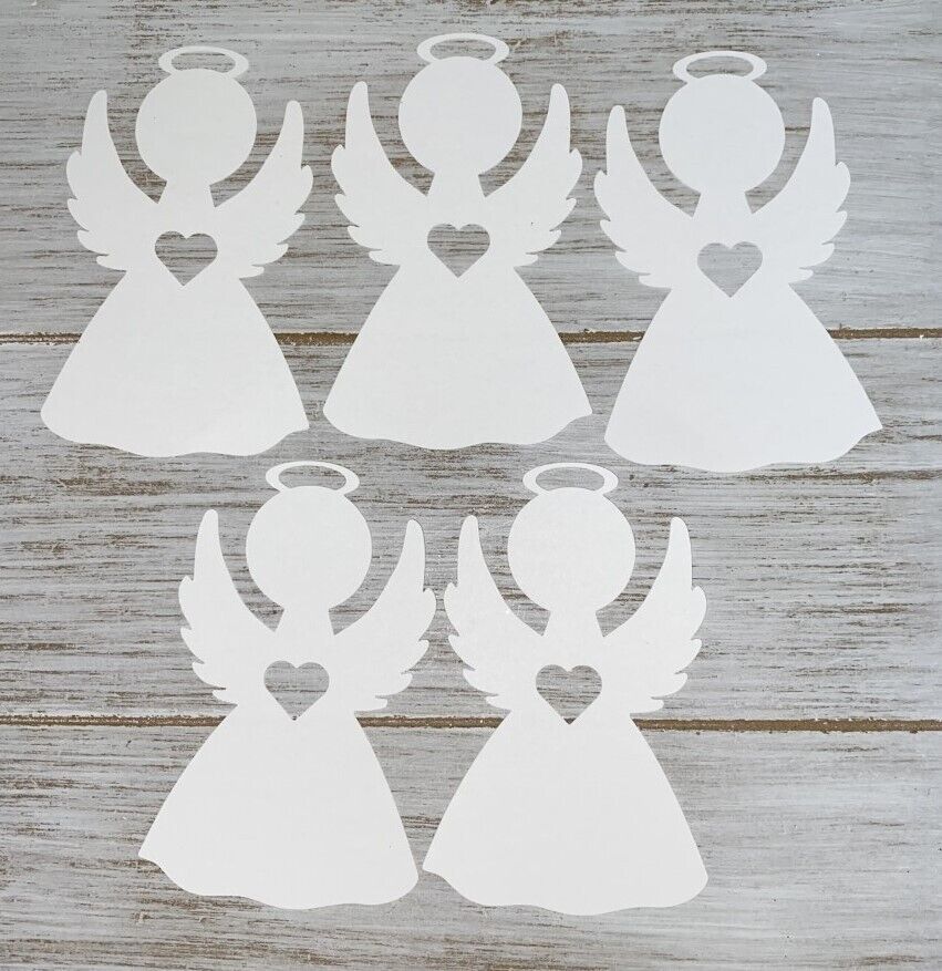 White Paper Angels with Heart Cut outs Die cuts Holiday Crafts Set of 30
